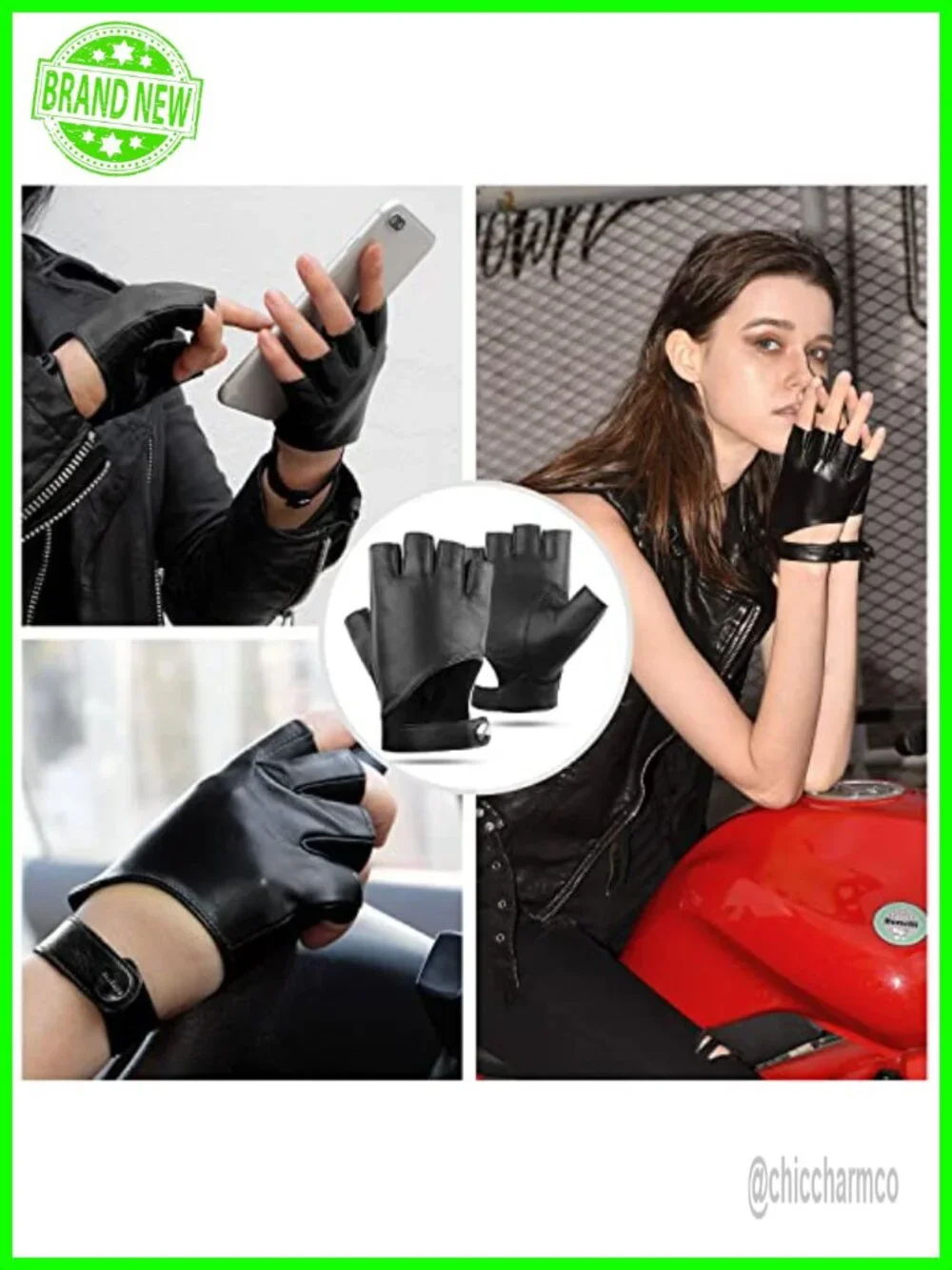 Fingerless Leather Driving Gloves for Motorcycle Unlined Half Finger